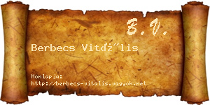 Berbecs Vitális névjegykártya
